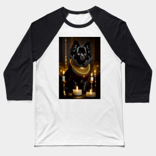 A Black Pomeranian's Gothic Glamour Baseball T-Shirt